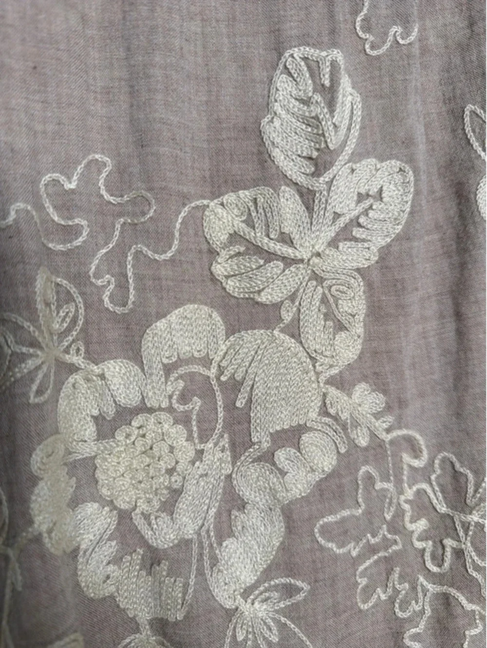Boutique Boho Hippy Lace Floral Ruffle Embroidered Tan Cream Dress